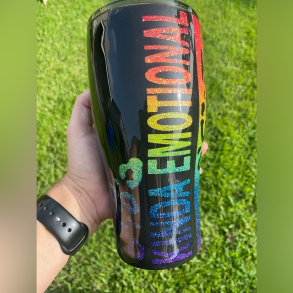 Custom handmade tumbler. Rainbow peekaboo leopard. Kinda emotional - Picture 3 of 4